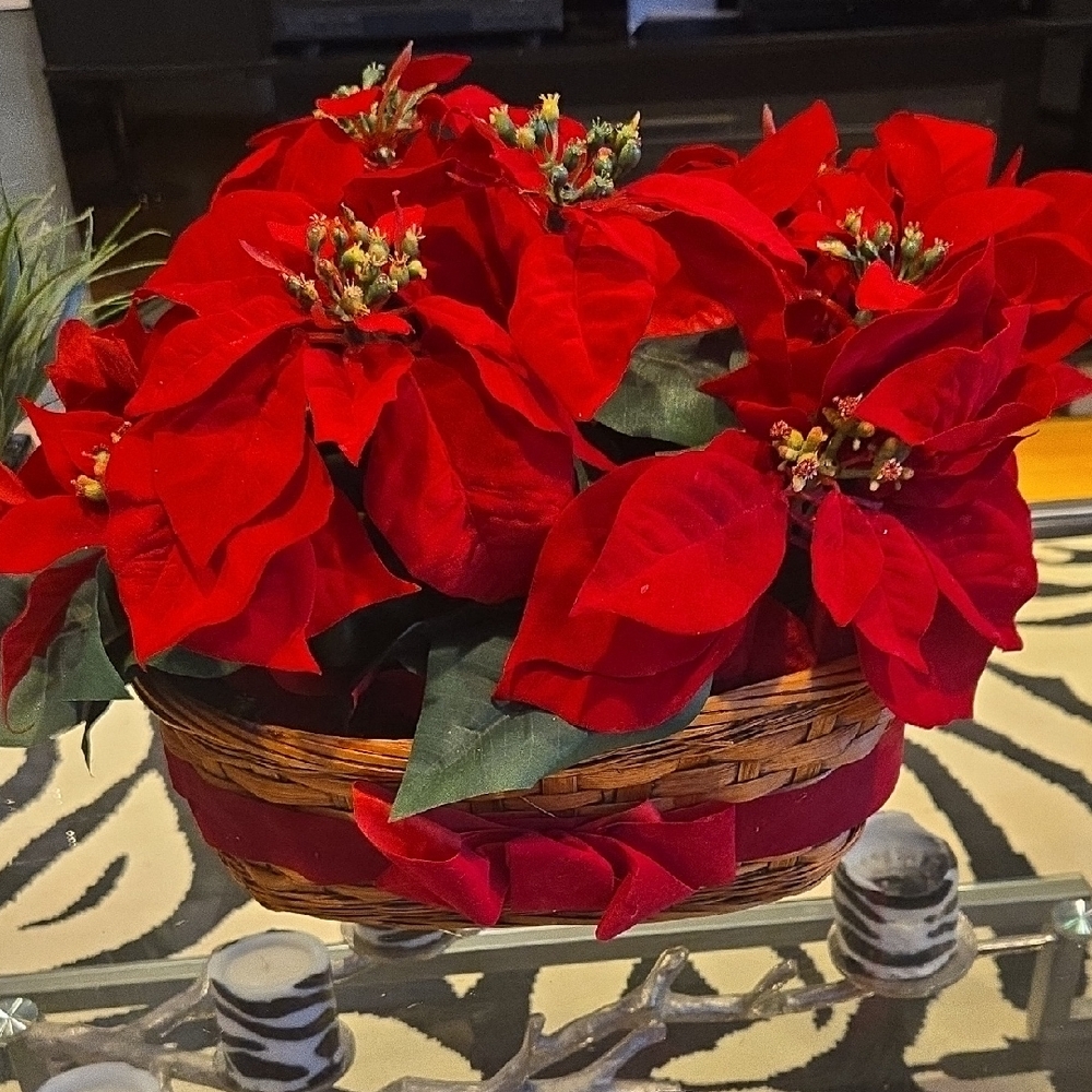 Red Poinsettia Basket